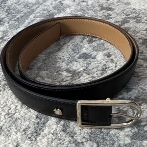 Kate Spade women's Black Leather Belt with Silver Buckle